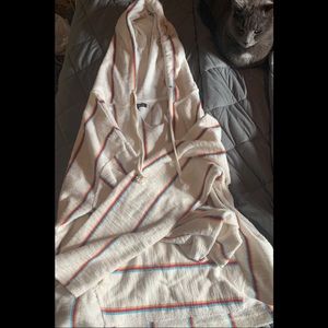 White multicolored striped Baja hoodie